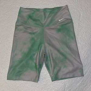 Nike green & white tie dye biker shorts